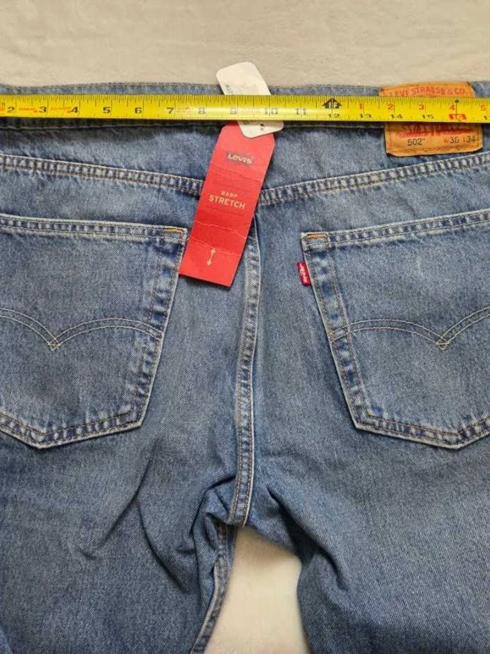 New 36x34 Levi's 502 regular taper Warp Stretch ripped jeans in Broom Tree Denim